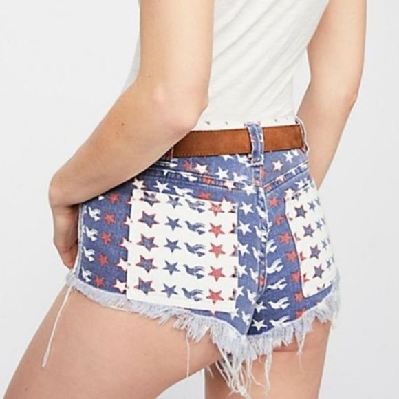 free people Starry Eyed american flag Denim Shorts
